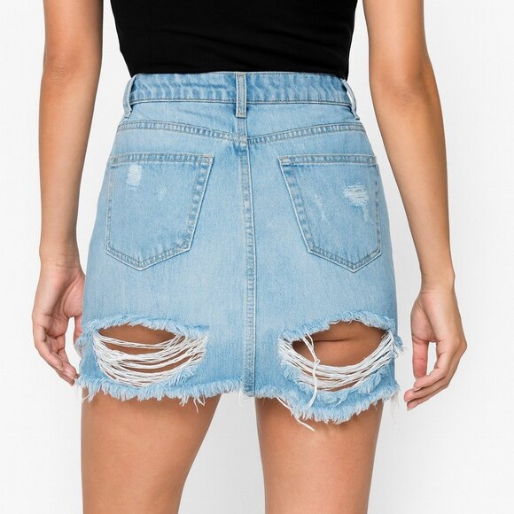 Cello  Distressed Blue Jean Skirt Size XL - Picture 2 of 6